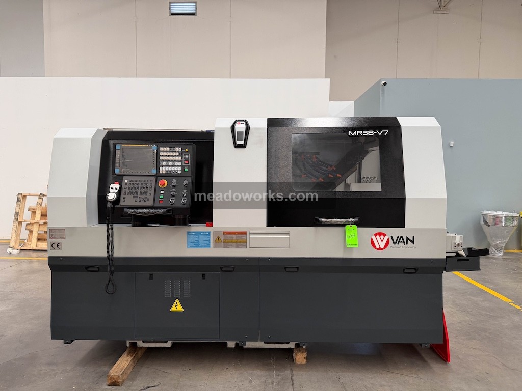 Van CNC #MR38-V7, CNC Swiss Type Lathe, 1.5" max. turning diameter, 12.6" machining length, 6 tools, 500-7000