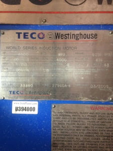 4500 HP 713 RPM Teco Westinghouse, Frame 8016SPCL, 4000 Volts, WP2, AC Induction Motor