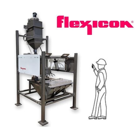 Flexicon, bulk bag station unloader frame w/ dust collection, 12" discharge, 1/2 HP fan, cartridge filter