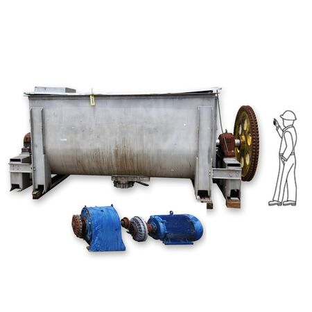 150 cu.ft. Stainless Steel double ribbon blender, 50" W x 10' L x 58" D trough, 460 V., 3-phase, AS IS