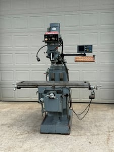 Clausing #450-EVS-08, vertical mill, 10" x54" table, 3 HP, 34.6" X, 16" Y, 16" knee, 5" quill, 50-5000 RPM