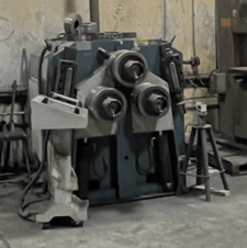 4" x 4" x .375" Durma #PBH-100, profile bender, 4.3"/3.9" diameter shaft, 12.4" diameter rolls, 15 HP, 26.2