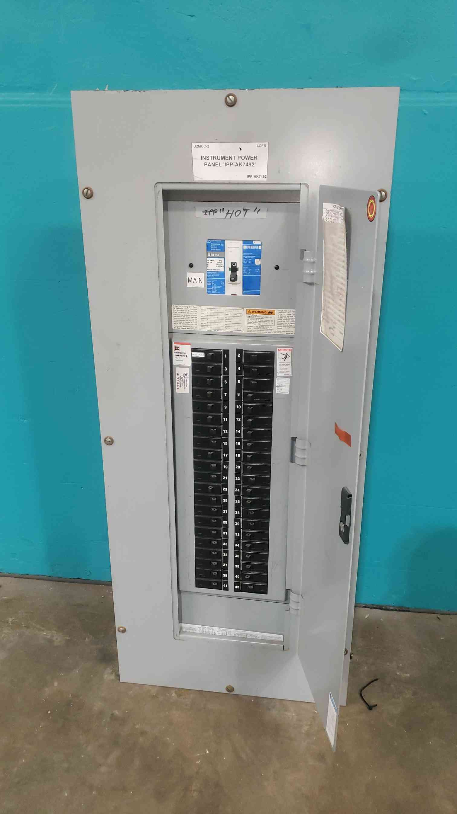 125 Amp. Eaton Cutler-Hammer, PRL1a, YS2048, Panelboard, 3 Phase, Main ED3125W w/ 42x 20A Breakers