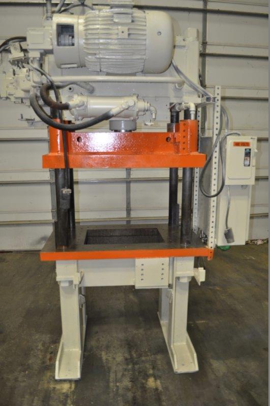 28 Ton, Greenlee #Rapid-Press, hydraulic press, 18" stroke, 28" daylight, 47" x 28" bed, 6" cylinder, 4-post