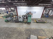 66" x 16" diameter 3 roll sheet stack, upstack, chrome top & lower rolls, embossing middle rolls, 18' cooling