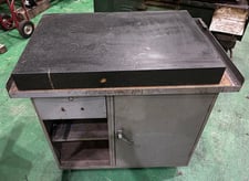 2 4" x 36" x 4" black granite Surface Combustion plate, 4 wheel cabinet, Like New