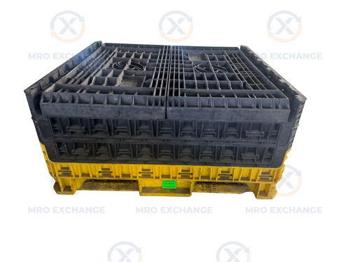45" x 48" x 50" Collapsible Bulk Container, HDPE, Two Piece Collapsible Wall, Reinforced Fork Entry, on