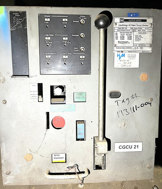1600 Amps, Square D #DS416, air circuit breaker (12 availa