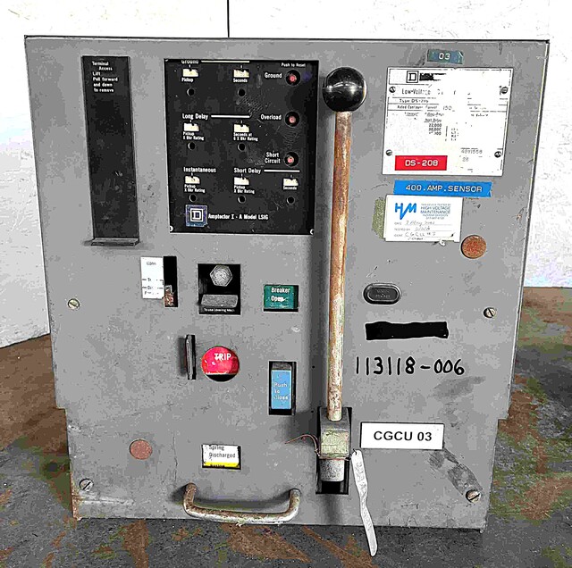 800 Amps, Square D #DS208, air circuit breaker, 480 Volts