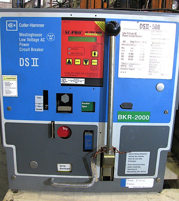 800 Amps, Cutler-Hammer #DSII-508, air circuit breaker, 635 Volts, AC Pro trip, Rebuilt