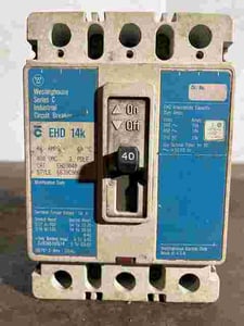 40 Amps, Westinghouse #EHD3040-SERIES-C, molded insulated case circuit breaker, 480 Volts
