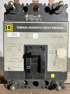 30 Amps, Square D #FCP34030MT, molded insulated case circuit breaker, 480 Volts