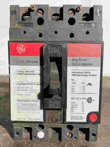 3 Amps, General Electric #TEML36003, molded insulated case circuit breaker, 600 Volts