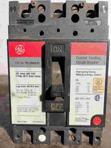 125 Amps, General Electric #TEL136125WL, molded insulated case circuit breaker, 600 Volts