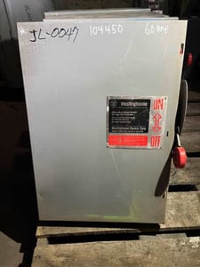 60 Amp. Westinghouse #HFN422, fused AC safety switch, 4-pole, 240 Volts AC, 250 Volts DC, Unused, LOT of 2
