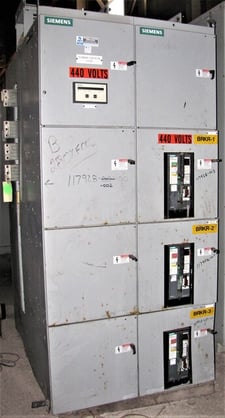 1600 Amps, Siemens, indoor switchgear unit, 600 Volts, manually operated, (3) 1600 Amp #RLE1600, 1999