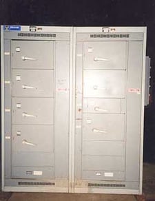 1600 Amps, Westinghouse Pow-R-Line switchboard, 230 Volts, (1) 1600 Amp, (6) 400 Amp, (1) 200 Amp