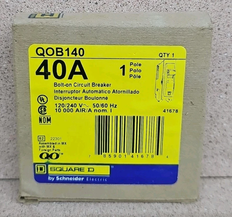 Square D QOB140 Miniature Circuit Breaker - 40 A, 1 Pole, 120/240 VAC