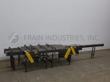 3" wide x 9.2' long, Keenline, inline, painted steel, 5 belt, table top belt accumulation conveyor, 1 HP drive