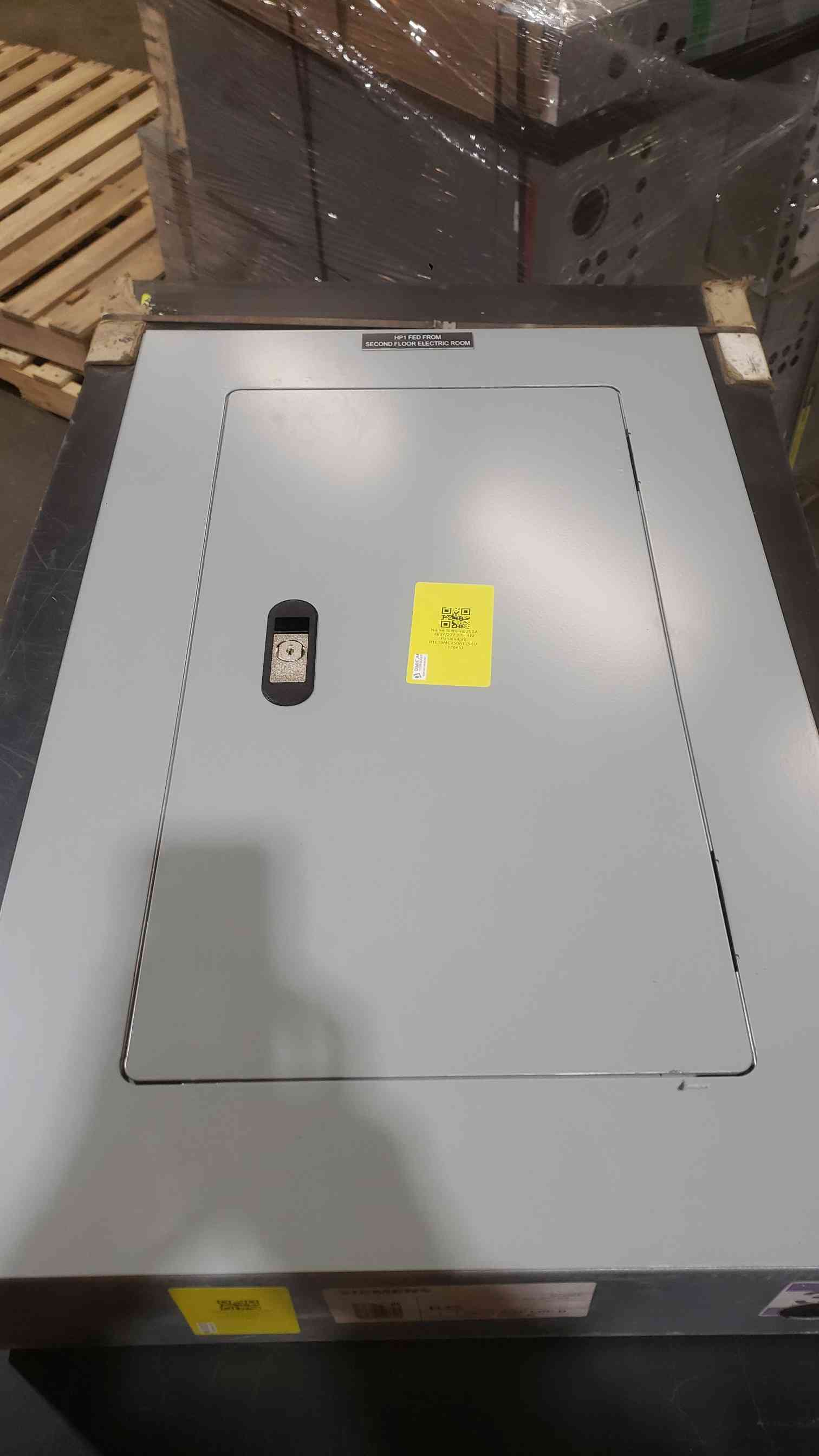 250 Amp. Siemens P1 Panelboard, 480V, 3PH, 18-Circuit, Seismic Rated, Tin-Plated Bus, Bolt-On BQD, 2019