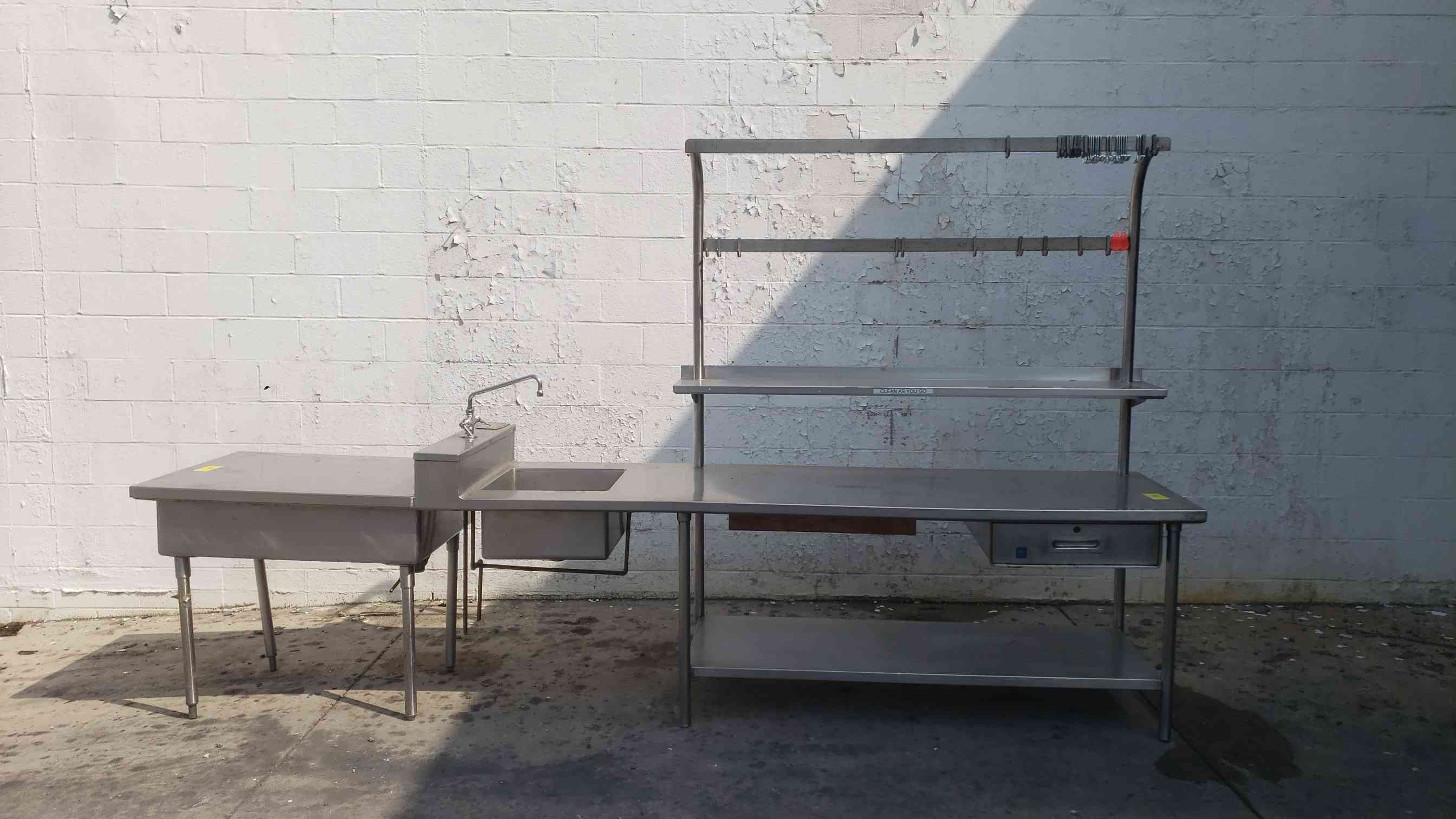 stainless steel commercial kitchen prep table w/ r, Utility Drawer & Sink Unit, NSF
