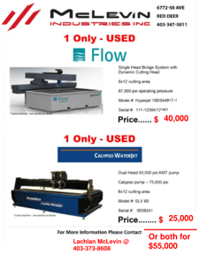 Flow and Calypso, CNC Waterjet Cutting Tables, 6' x 12' table