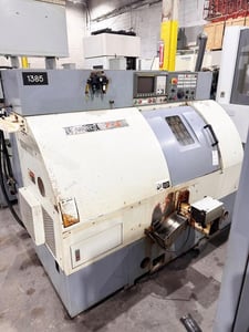Leadwell #T5, CNC gang slide lathe, Fanuc 0i-Mate TD Control, 12.9" swing, 1.6" bar, 6" chuck, 2005