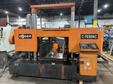22" x 30" Cosen #C-7656NC, twin post fully automatic horizontal band saw, 262" x 2.1" x .06" blade, 2011
