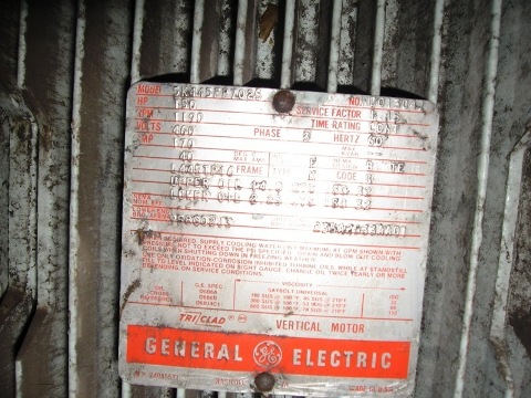 150 HP 1190 RPM General Electric, Frame L445TP16, TEFC, VHS, vertical hollow shaft, vertical hollow shaft