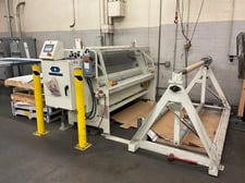74" Contech #OS-74, Servo Sheeter/Automated Roll-to-Sheet Cutter, 48"-60" max. unwind roll diameter, 300 FPM