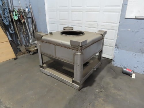 Transtore, Stainless Steel IBC Tote/Hopper Bin, 12" x 12" bottom outlet, 15" straight wall height, 20" cone