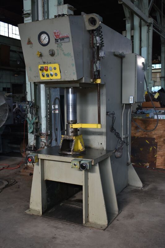 100 Ton, Wilson K.r. #C-100-1, C-frame hydraulic press, 16" stroke, 14" throat, 24" daylight, 10" Shut