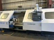 Hankook #Protec-60, 60x4000 flat bed CNC lathe, 27.9" swing, 157.4" centers, 3-jaw 24" hydraulic chuck, 2000