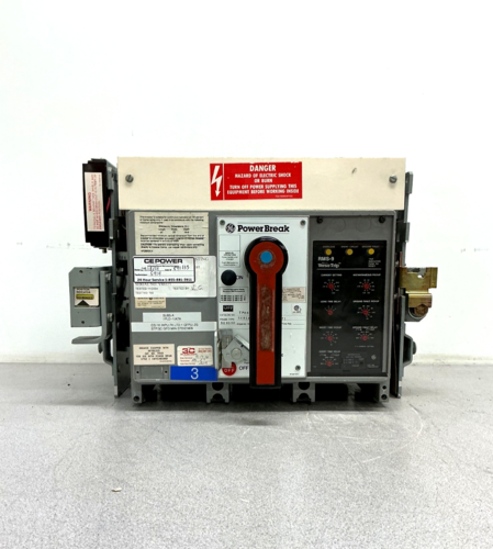 800 Amps, General Electric #TP88SSZ, Power Break Circuit Breaker, 3 Pole, 600 VAC, RMS-9 Micro Versa Trip