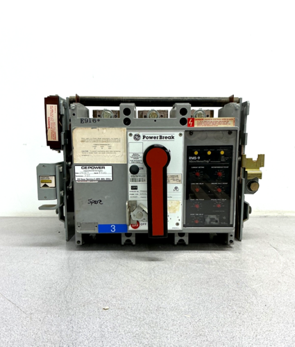 800 Amps, General Electric #TP88SSZ, Power Break Circuit Breaker, 3 Pole, 600 VAC, RMS-9 Micro Versa Trip