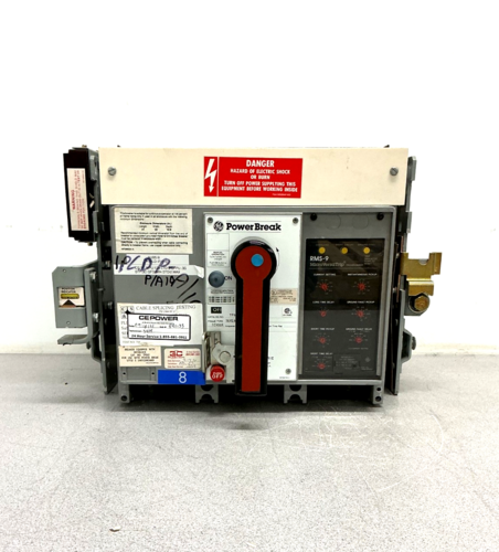 800 Amps, General Electric #TP88SZ, Power Break Circuit Breaker, 3 Pole, 600 VAC, RMS-9 Micro Versa Trip
