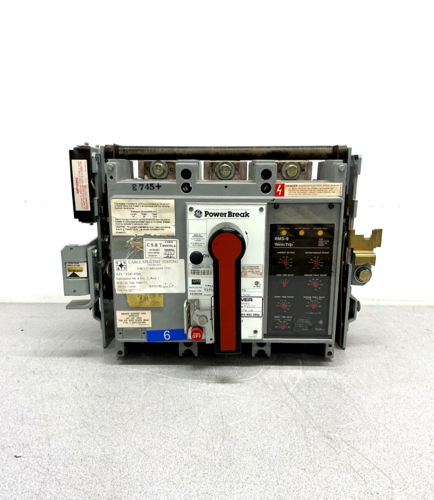 800 Amps, General Electric #TP88SSZ, Power Break Circuit Breaker, 3 Pole, 600 VAC, RMS-9 Micro Versa Trip