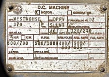 500/700 HP 500/1000 RPM Westinghouse, Fr. 370, 400/600 V., DPFV, DC Traction Motor, Locomotive