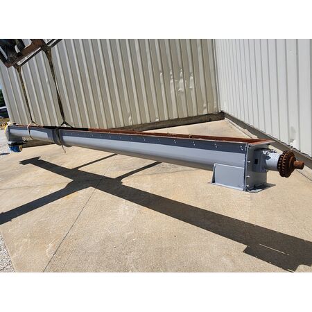 8" diameter x 21' L Mild Steel Screw Auger Conveyor, 42 RPM
