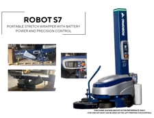 Robopac #Robot-S7, pallet stretch wrapper, 110" max load height, 30 loads/hr., 20" or 30" film width