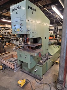 6" x 6" x 5/8" Piranha #PII-140, hydraulic ironworker, 140 ton, 1-3/8" punch capacity, 20.5" throat, 7"