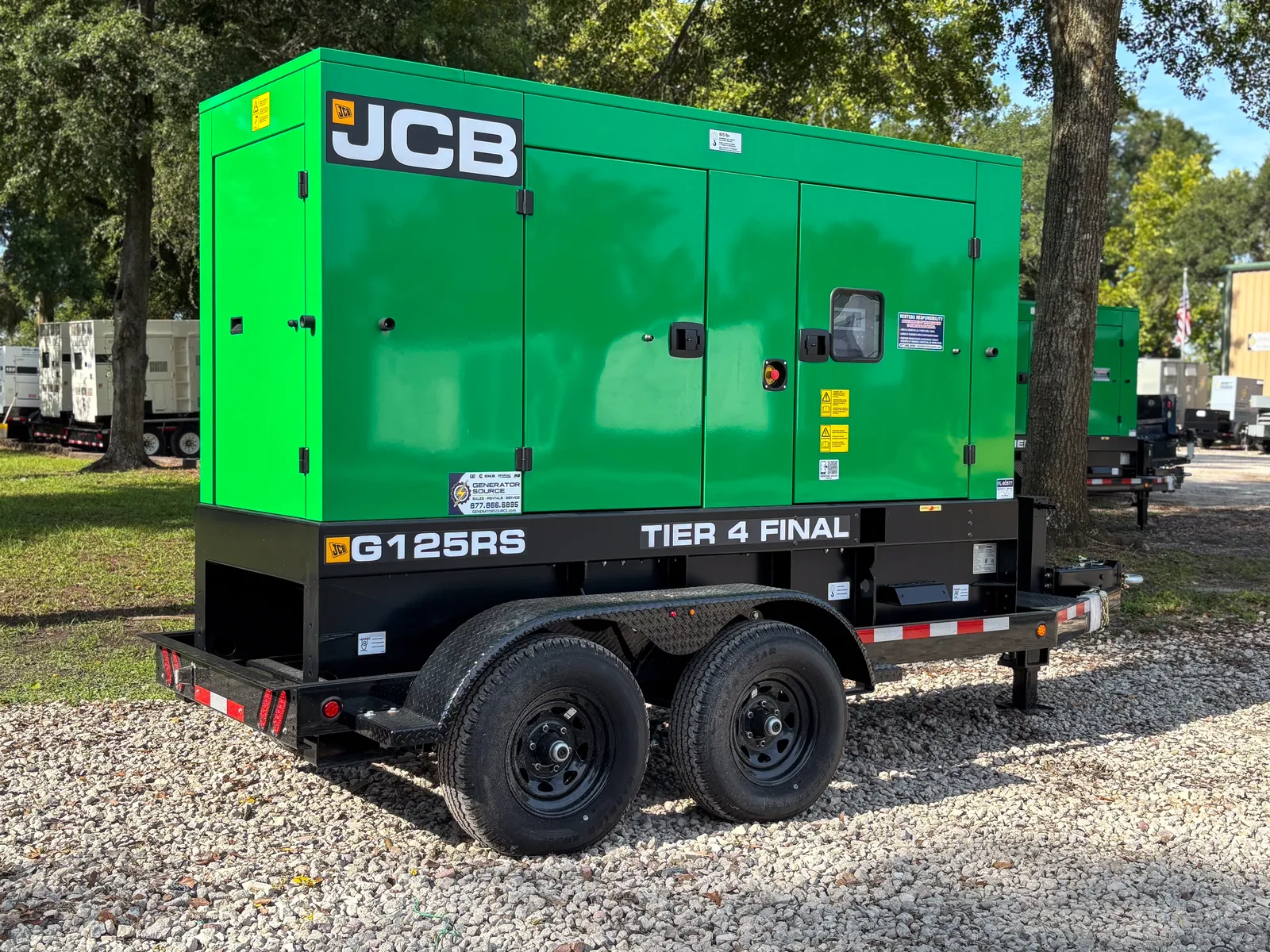 100 KW JCB #G125RS, diesel generator set, prime, trailer/enclosed, voltage selector switch, 2 hours, 2024