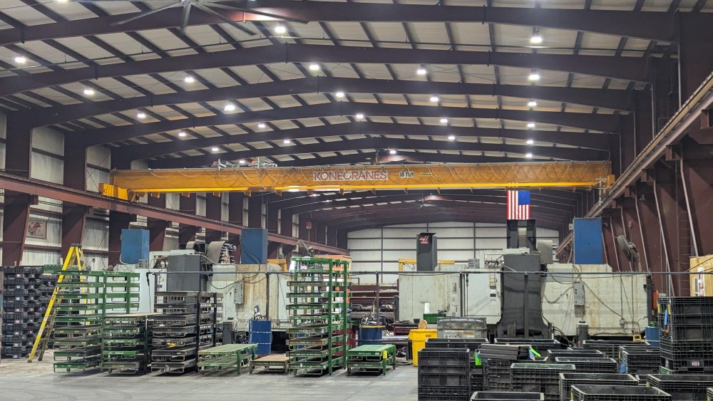 10 (5/5) Ton, Kone, 88' 6" Span, 26' Lift, Class D, Radio Control, VFD Bridge/Trolleys, 2010s, (5 available)