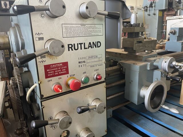 12" x 35" Rutland #26491236, Engine Lathe, 1.575" spindle bore, D1-4 camlock, 9 speeds, 1.5 HP, 220/440 V.