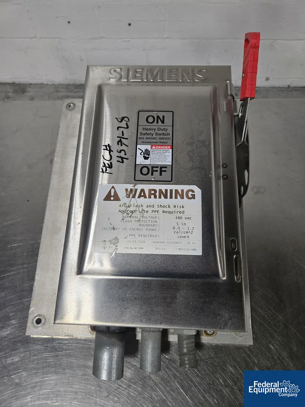 Siemens #VBII, Heavy Duty Safety Switch, watertight, Stainless Steel, 600 VDC