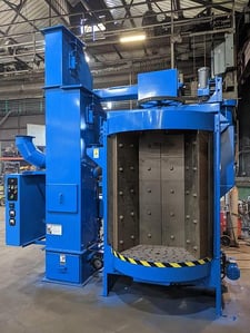 Goff #2460, Spinner Hanger Shot Blast Cleaning System, 2 Wheels, 10 HP Each, 24" diameter x 48" High