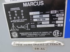 150 KVA 600 Delta Primary, 120Y/208 Secondary, Marcus Transformer of Canada Ltd., Dry-Type Isolation