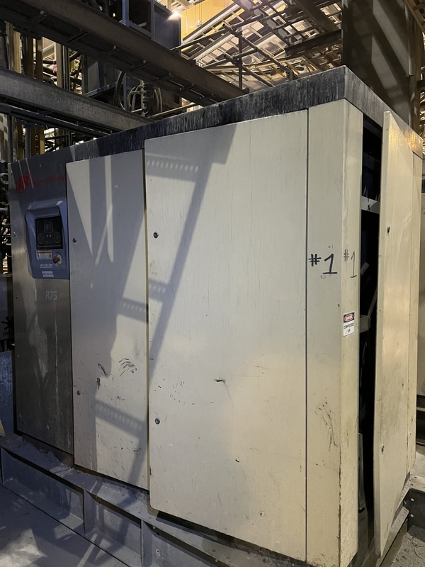 455 CFM, 125 psi, Ingersoll-Rand #R75I-A125, Rotary Screw Air Compressor, 100 HP, skid mounted, 2015