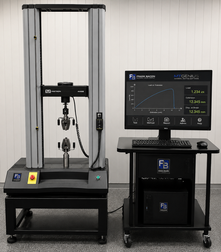 2250 lbf. (10kN) Instron #5566/4466, tensile & compression testing system, 48" testing opening, 16" between