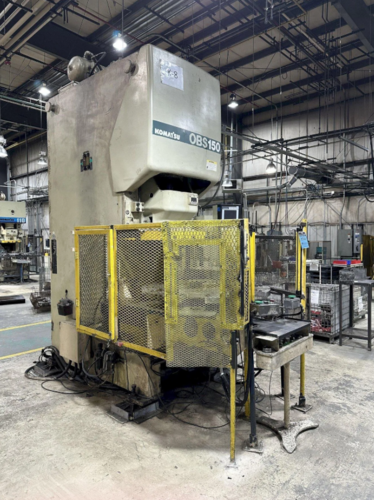 165 Ton, Komatsu #OBS150-5, Gap Frame Press, 9.84" stroke, 18.8" Shut Height, 3.94" adj., 27.6" x21.7" ram